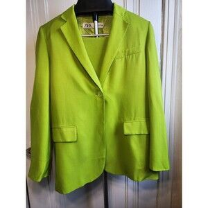 ZARA Lime Green Blazer & Skirt Set - Size XS